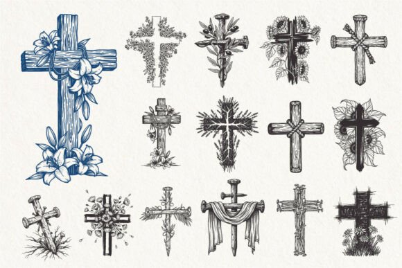 Floral Jesus Cross SVG: Graphics for T-Shirt Designs