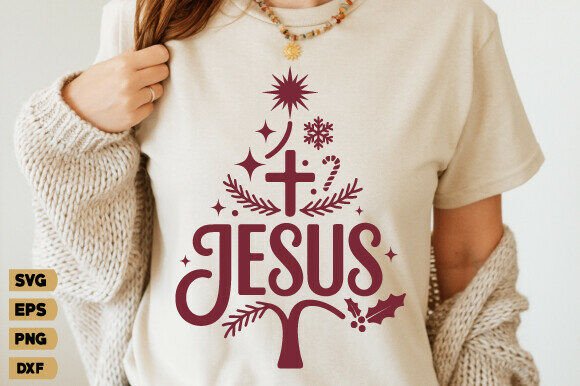 Jesus Christmas Tree SVG Graphics for T-Shirt Designs